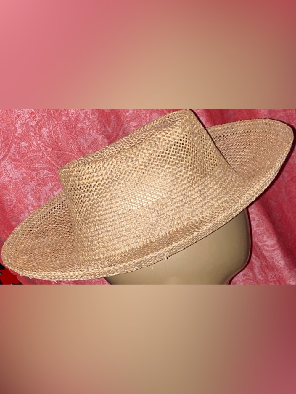 Yupoong Woven Straw Sun Hat Wide Brim Natural Beach Hat